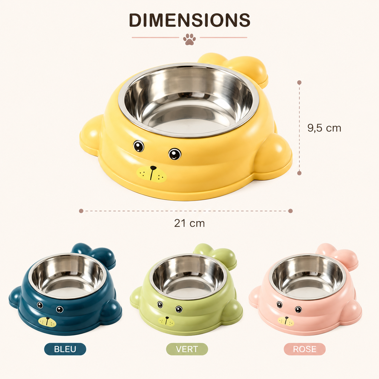 Gamelle en inox antidérapante pour chat et chien