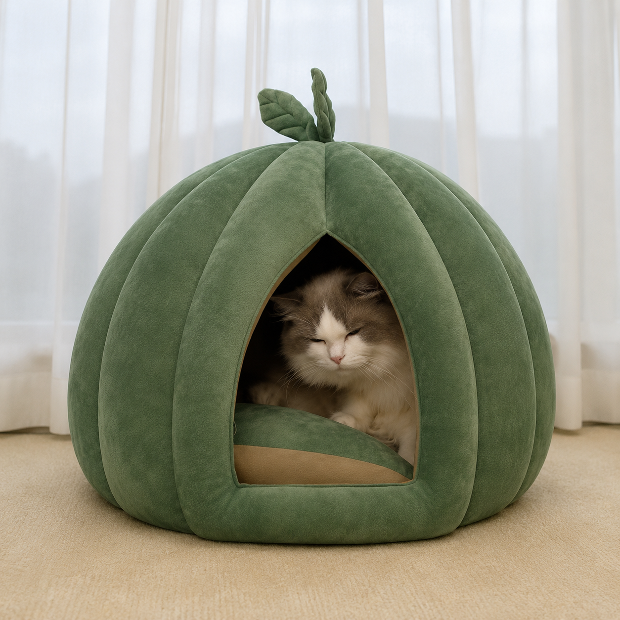 Lit citrouille pour chats d’intérieur