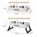 Adjustable and foldable double dog bowl