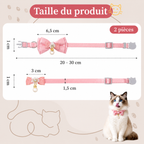 Safe pink bow tie cat collar