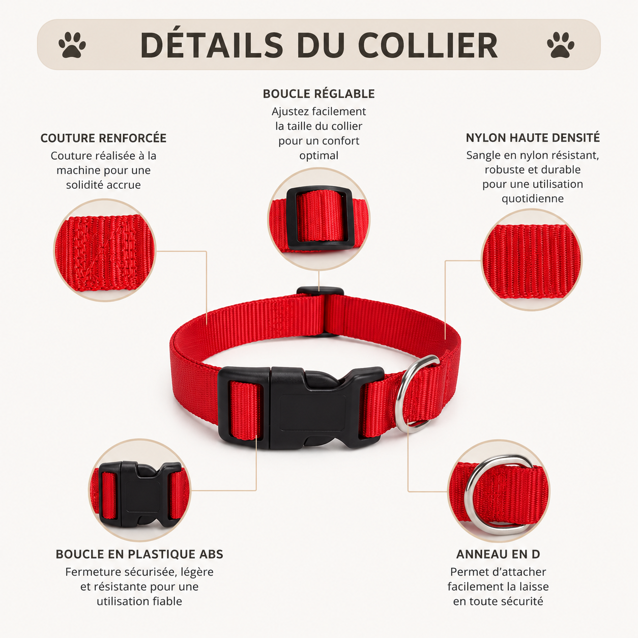 Collier en nylon personnalisable