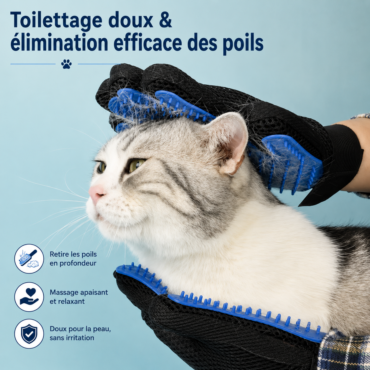 Gant de toilettage anti-poils