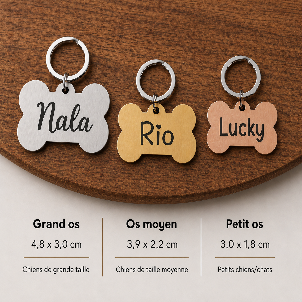 Médaillon os gravé personnalisé pour animaux