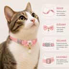 Safe pink bow tie cat collar