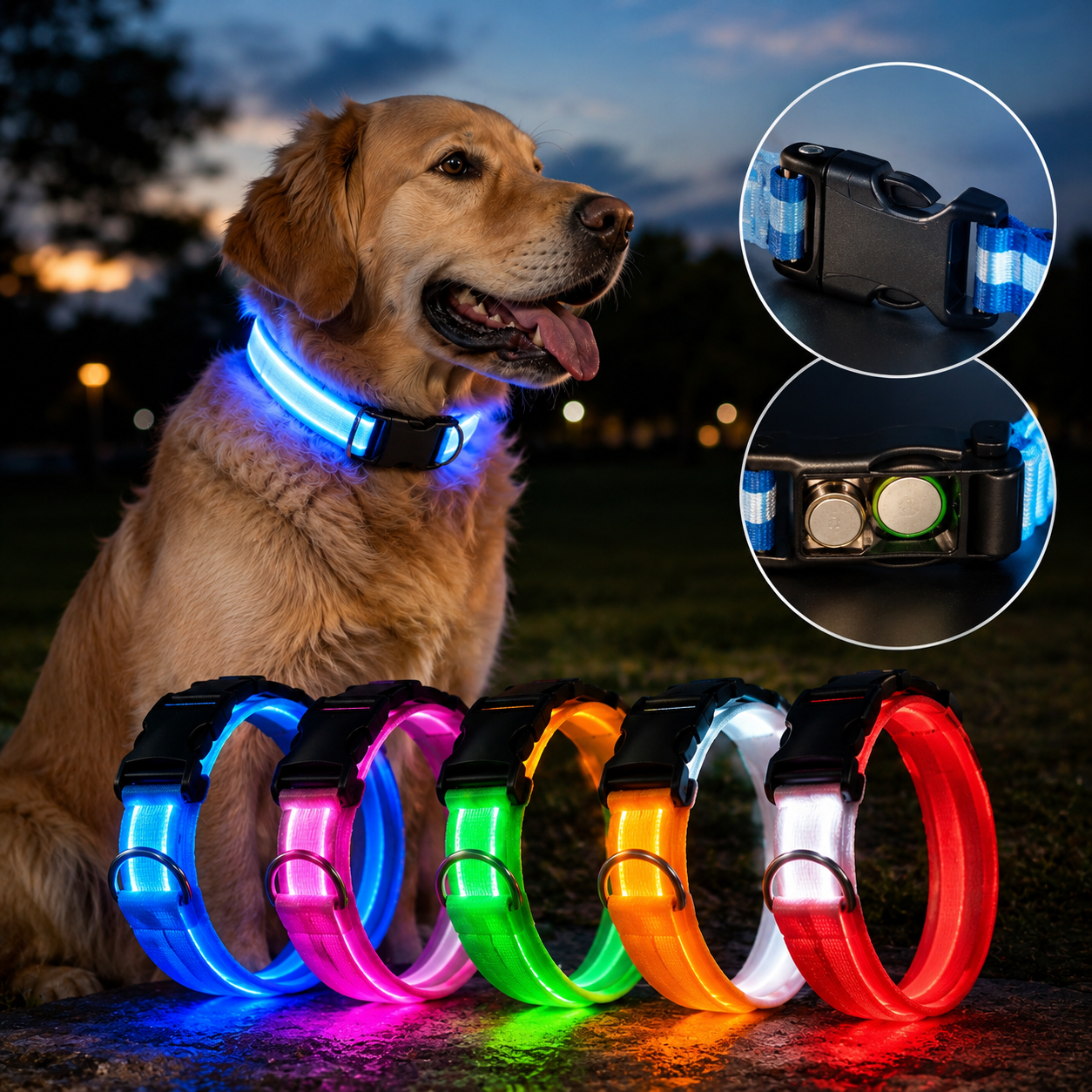 Collier Lumineux LED Réglable pour Chien