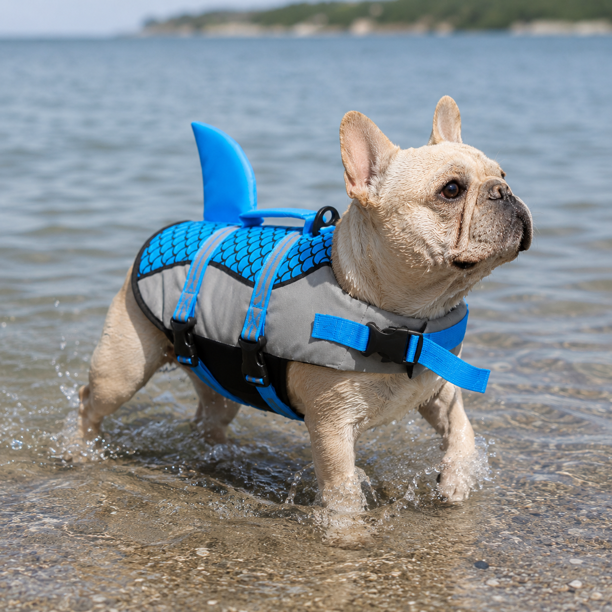 Gilet de sauvetage requin pour chien