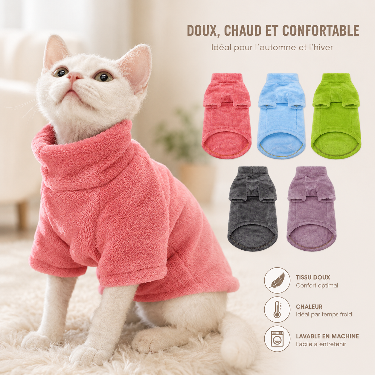 Pull-over chaud avec col roulé