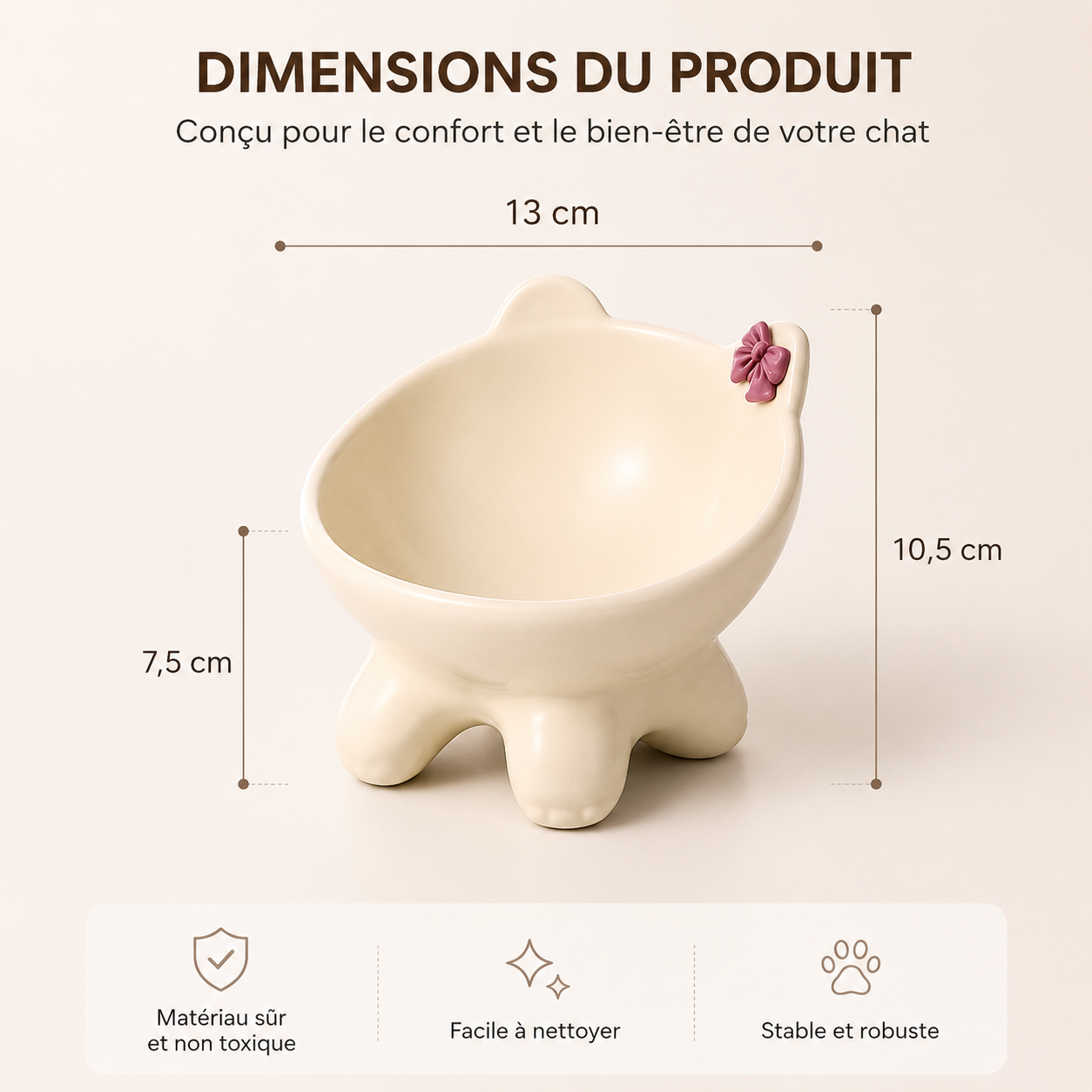 Gamelle céramique inclinée anti-vomissement
