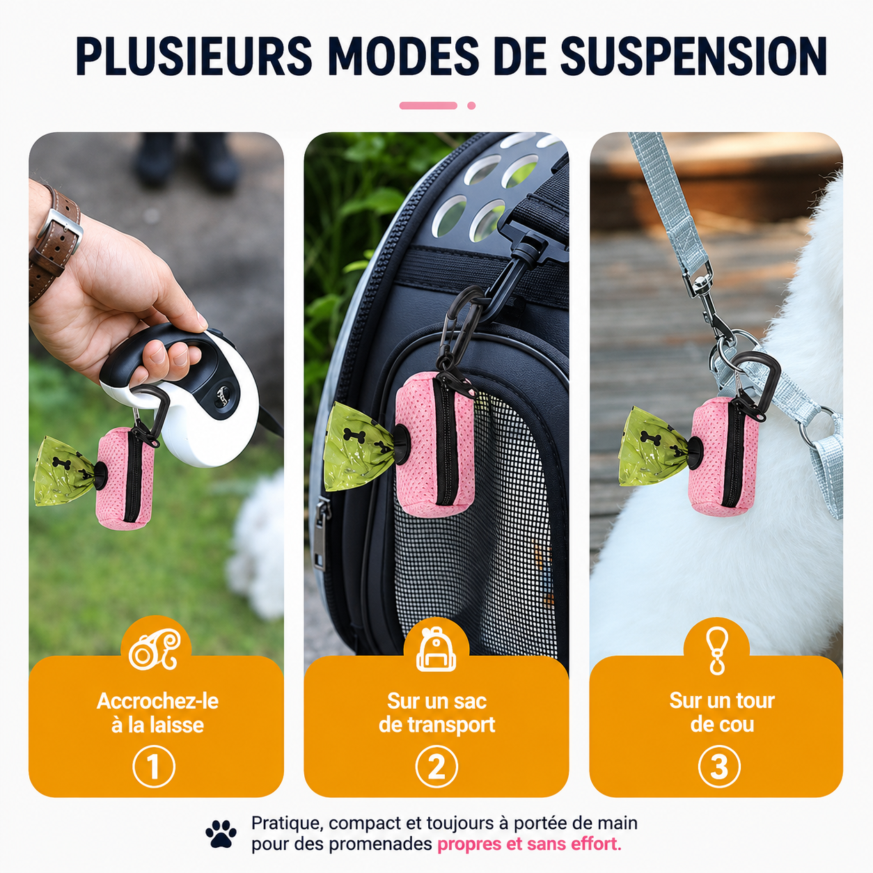 Étui à sacs à déjections pour promenade