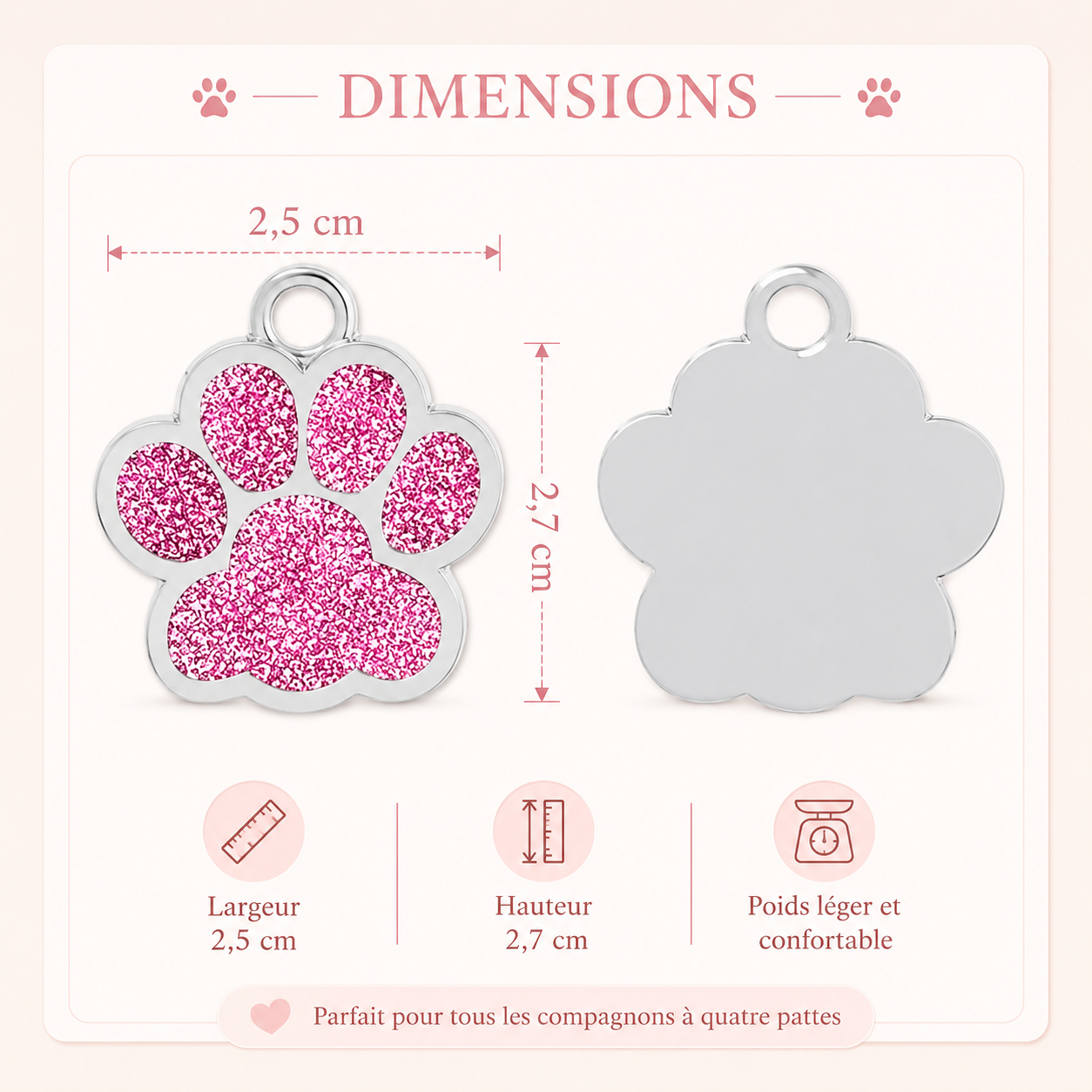 Médaillon patte personnalisable pour chiens