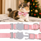 Safe pink bow tie cat collar