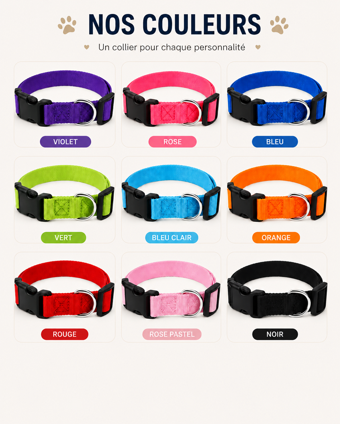 Collier en nylon personnalisable