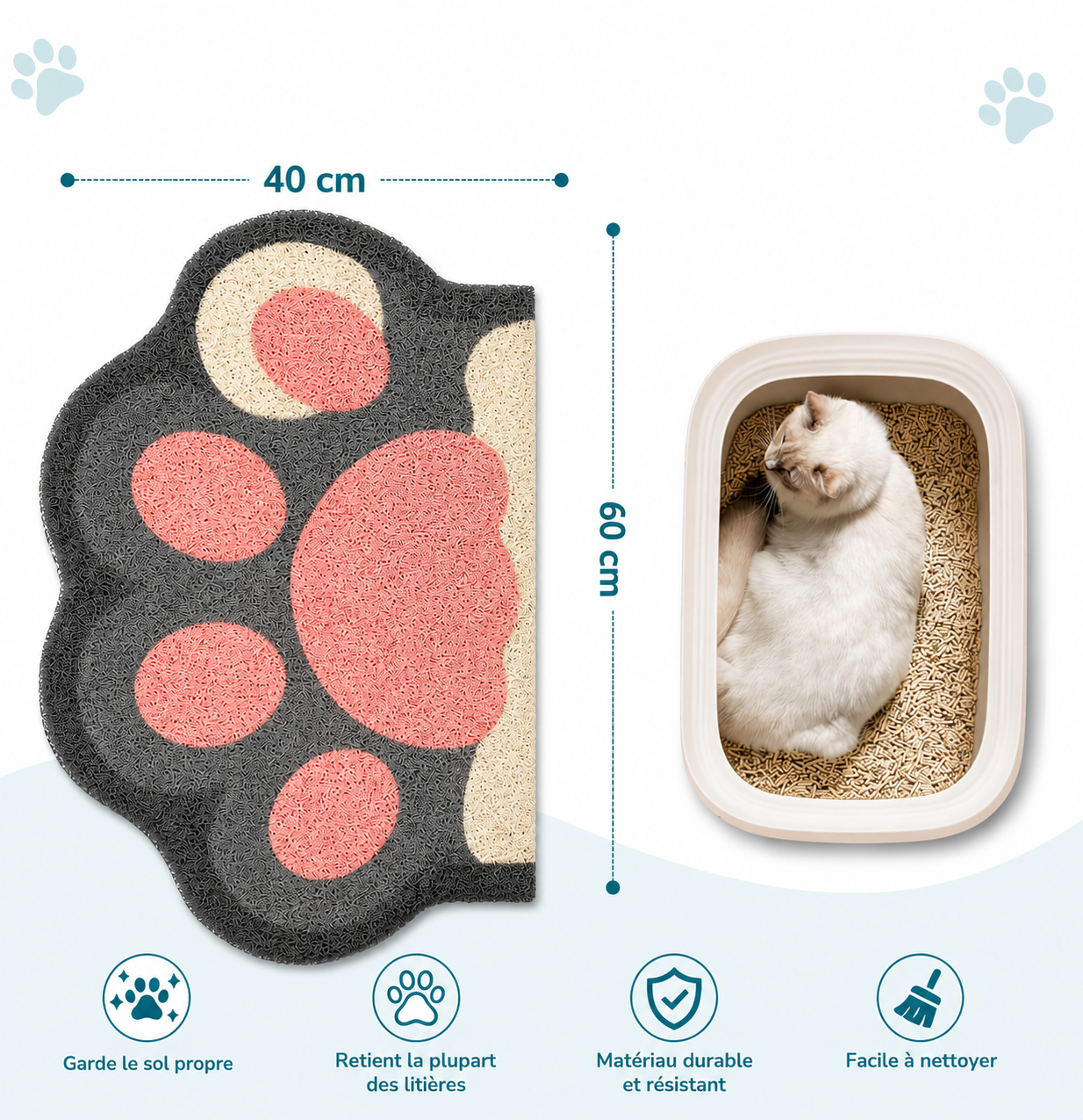 Tapis de litière en forme de patte