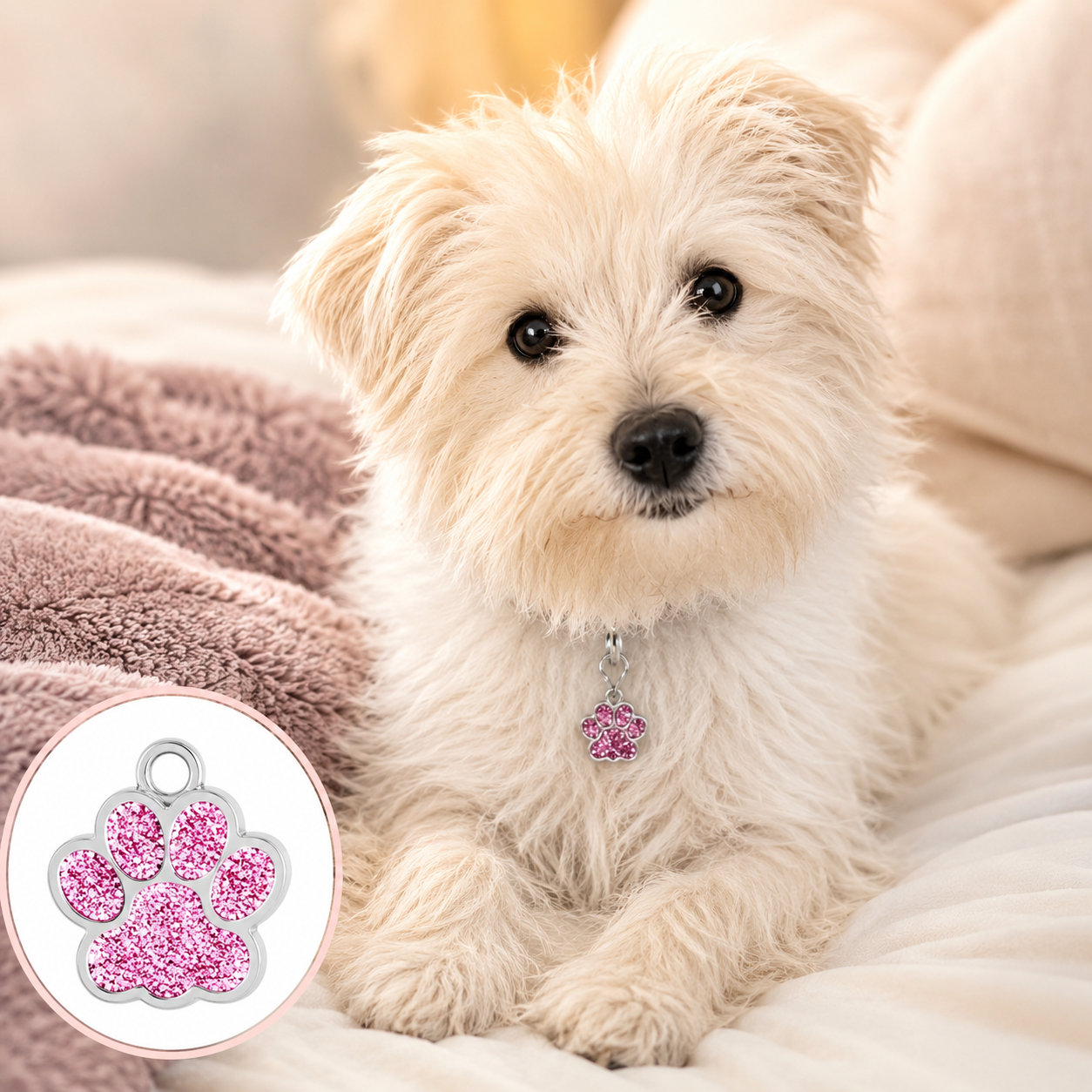 Médaillon patte personnalisable pour chiens