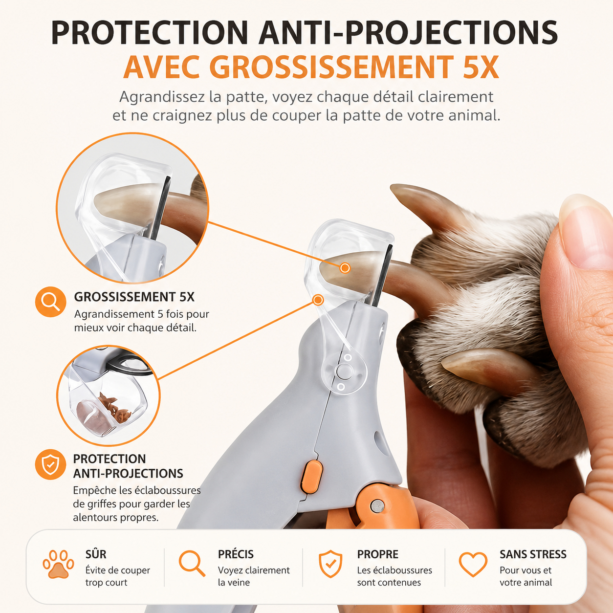 Coupe-griffes LED pour chiens et chats
