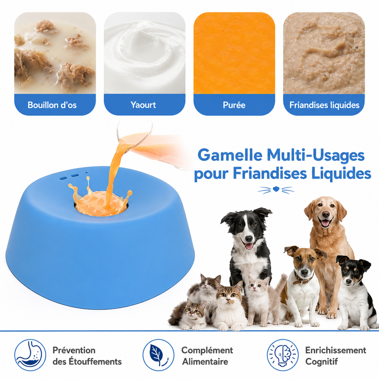Gamelle anti-glouton à balle intégrée