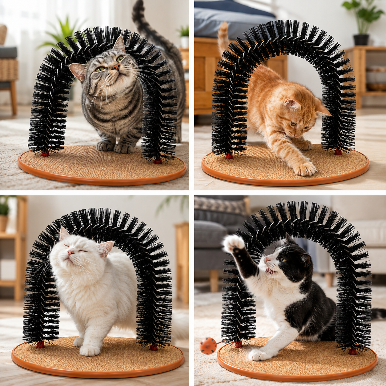 Arche de toilettage auto-brossante pour chat