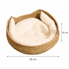 Round cotton rope cat bed with cushion