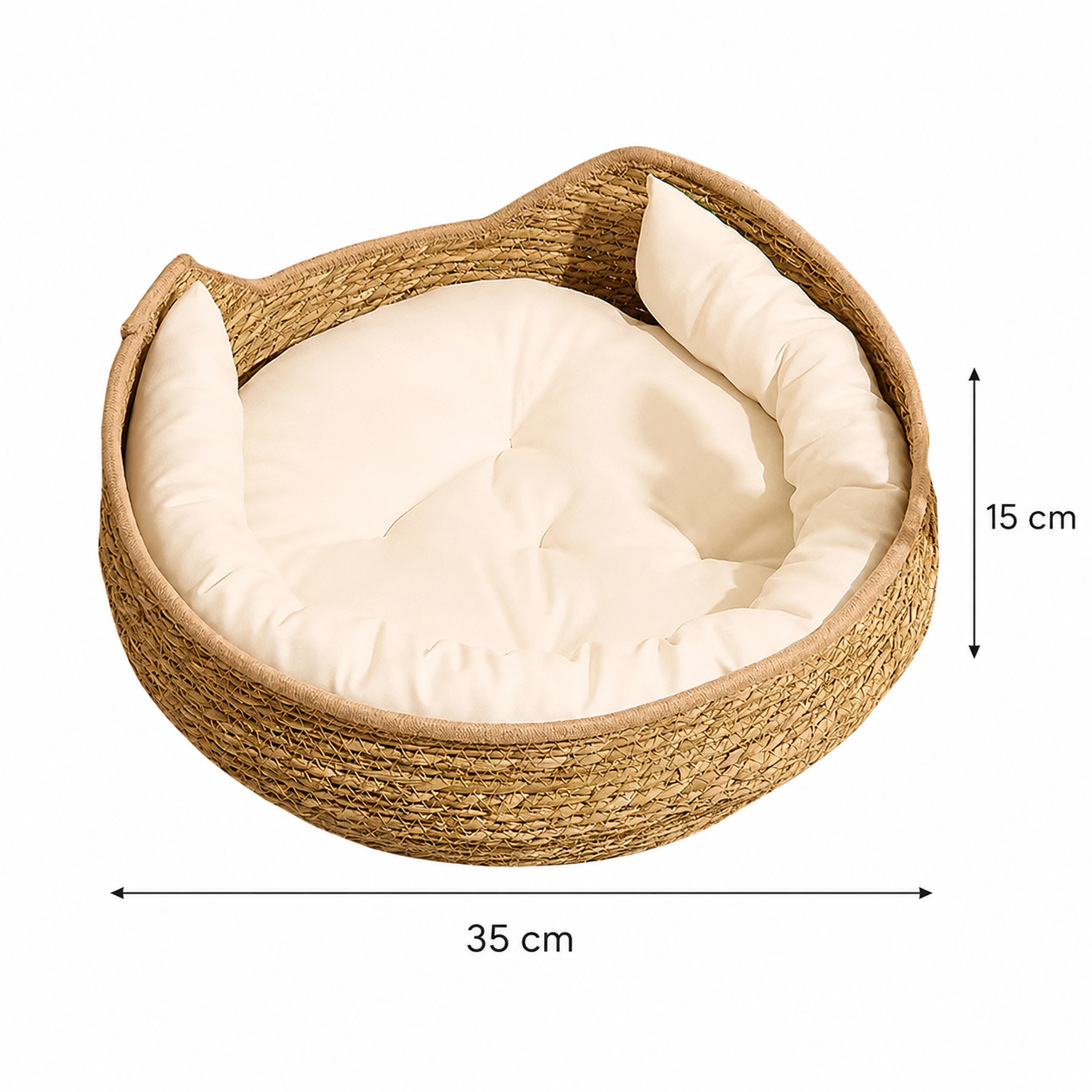 Panier tressé rond avec coussin