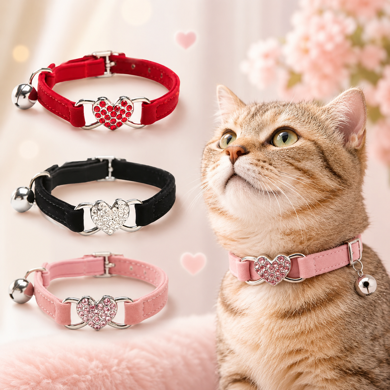 Collier en forme de coeur avec clochette