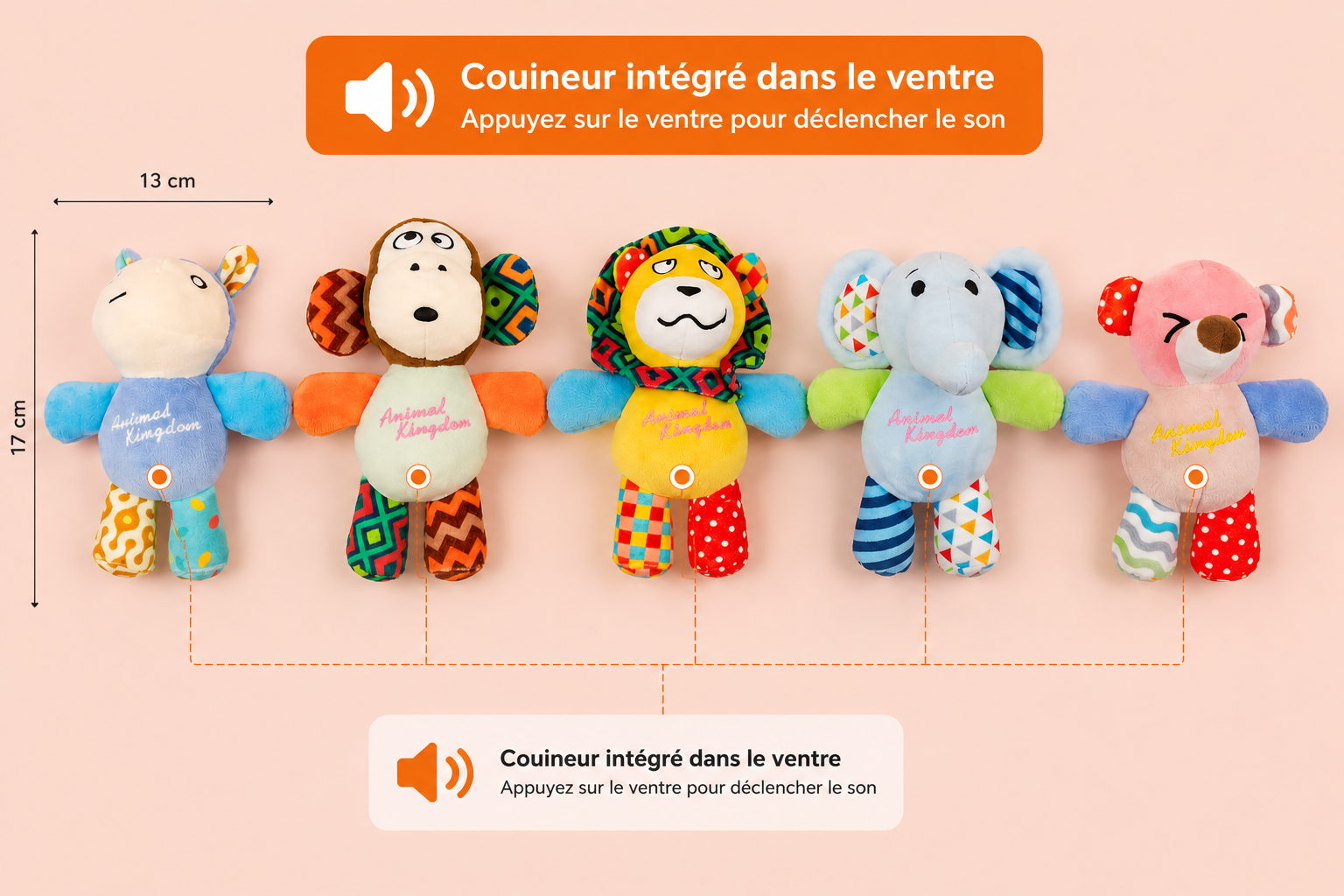 Peluche animal sonore
