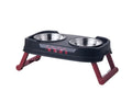 Adjustable and foldable double dog bowl